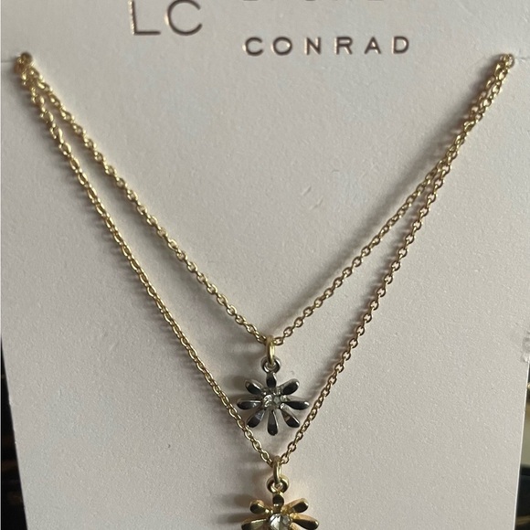 Gold and Silver Flower Pendant Necklace Set, necklace For Women, necklace - Picture 6 of 7